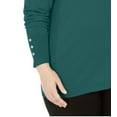 thumbnail image 3 of JM COLLECTION Womens Green Long Sleeve Scoop Neck T-Shirt Plus 2X, 3 of 3