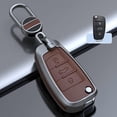 thumbnail image 3 of Keyless Brown Flip Key Fob Cover for Audi Q3 Q7 A3 A1 TT R8 Metal Leather Key Case Shell with Keychain,Brown, 3 of 7