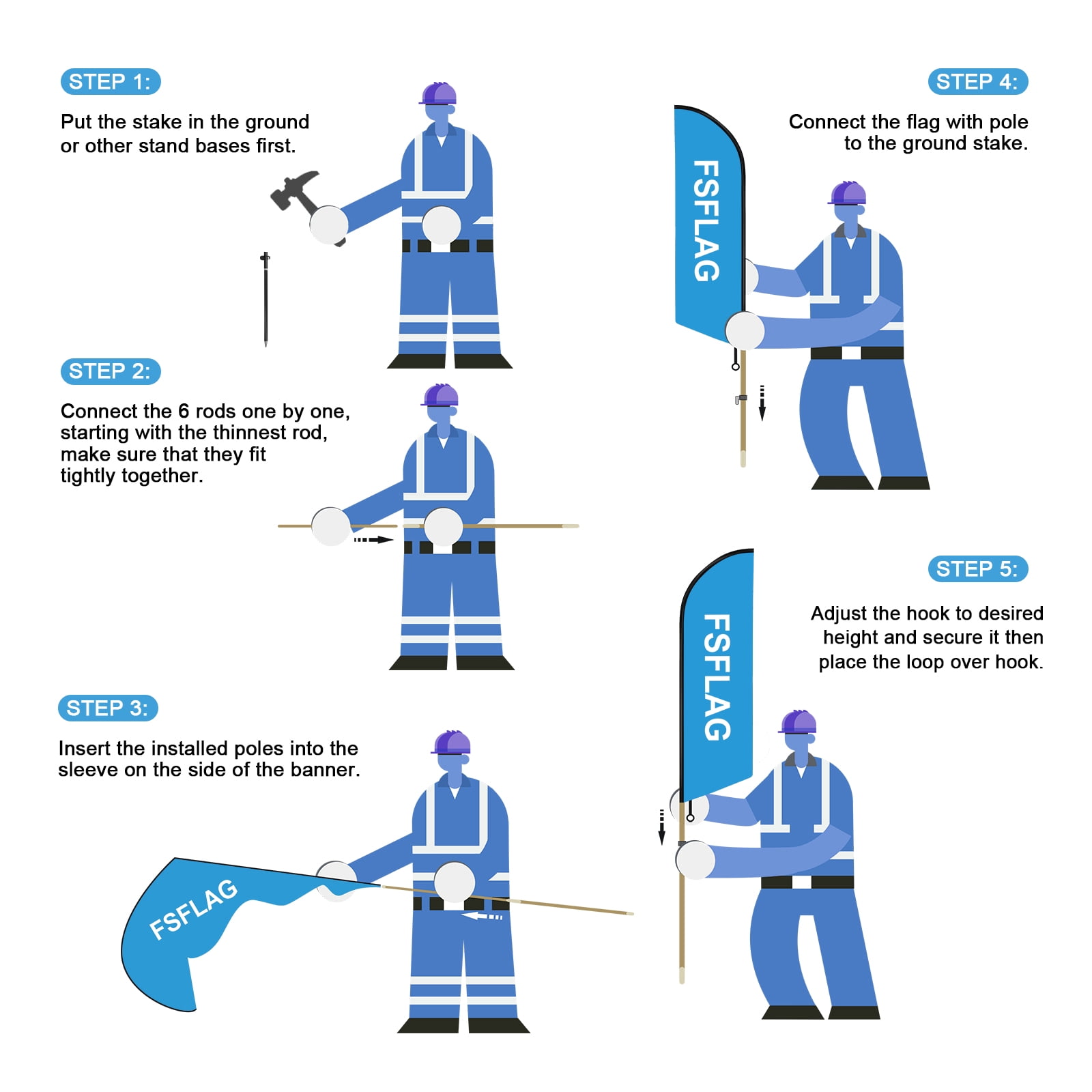 QSUM Fried catfish Feather Flag with Flag Pole Kit and Ground Spike, 8.2FT Seafood Food Windless Flag Banner Sign Business for Outdoor Advertising Sign Decoration Display Fish