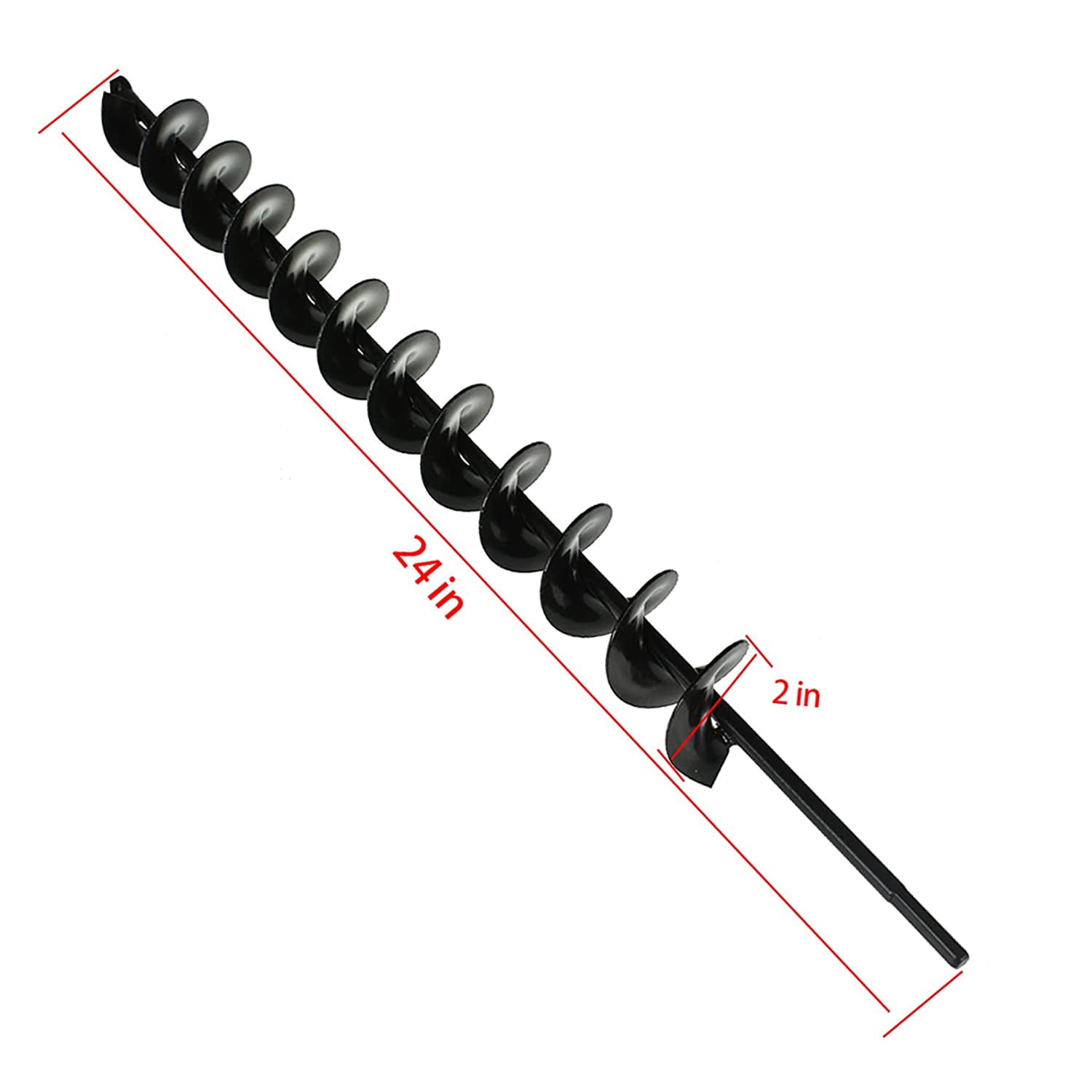 Auger Drill Bit 24In Long 2In Wide, Garden Ground Earth Spiral Drill Bit, for 3/8 Inch Hex Drive Drill for Planting Bulb Bedding Plants Plants Drill Bit