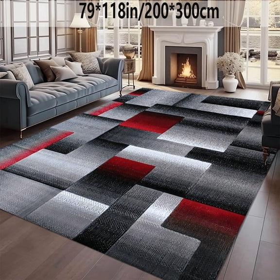 Living Room Decorative Mat, Washable Geometric Pattern Rug for Sofa Side, Bedside, Kitchen