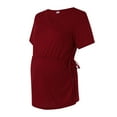 thumbnail image 3 of Hwmodou Female Tshirts Pregnant Womens Maternity Dots Prints Hem Tee Casual Short Sleeve Crew Neck Basic T Shirt Top Pregnancy Clothes T-Shirt For Woman, 3 of 8
