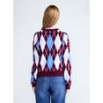 thumbnail image 3 of Free Assembly Women's and Women’s Plus Argyle Sweater with Puff Sleeves, Midweight, Sizes XS-XXL, 3 of 4