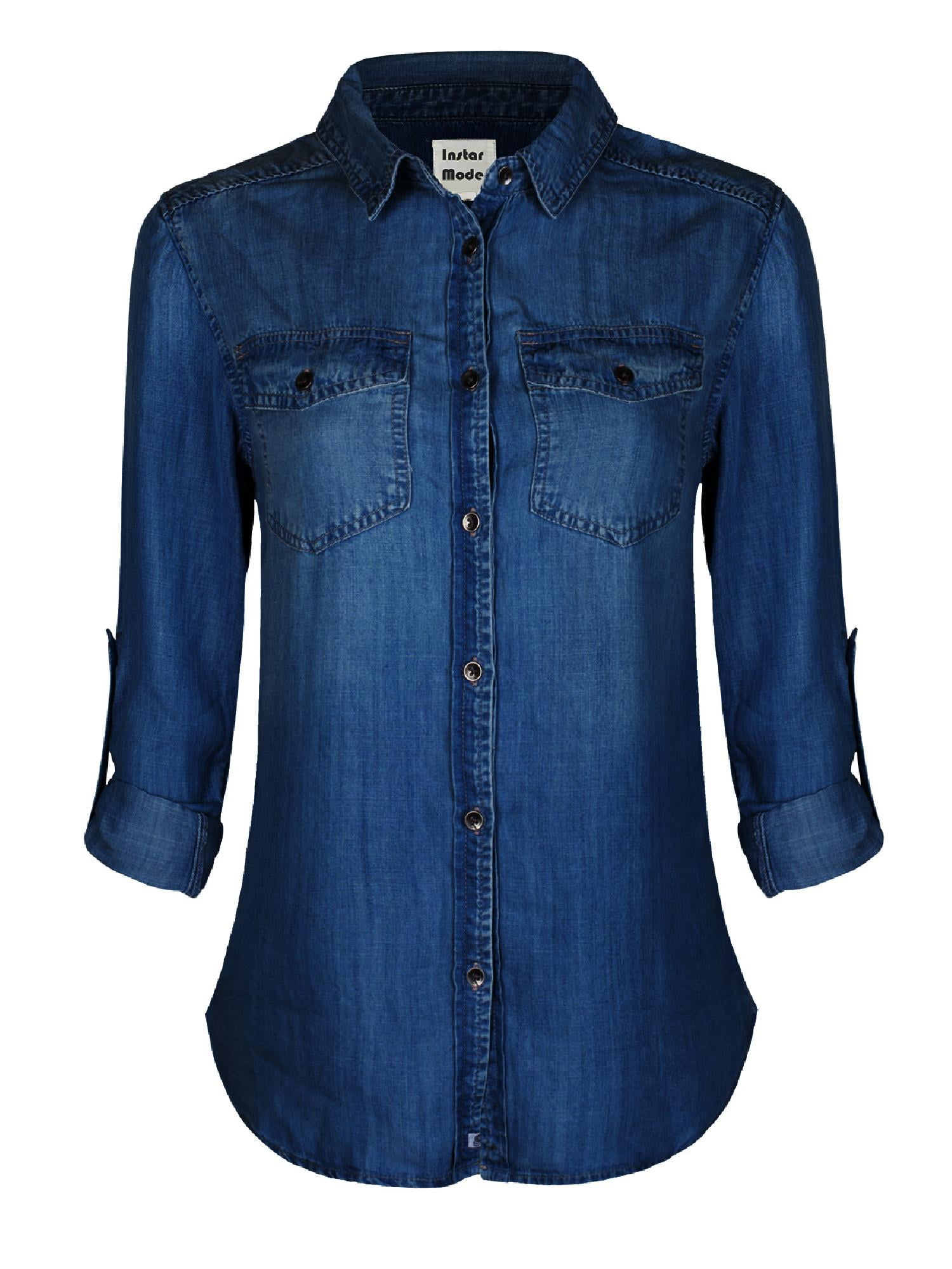 denim button up tunic