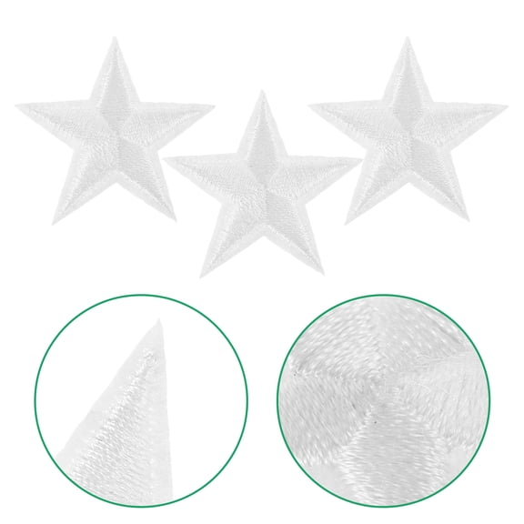 Supvox 24Pcs White Five Pointed Star Sew on Patches for Decorating Backpacks Hats Shirts