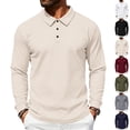 thumbnail image 2 of IAJDKMEK Men's Long Sleeve Henley T-Shirts - Ribbed Knit Lapel Button Down Pullover Tee for Men with Stretch and Button Placket Daily Wear,Black 3XL, 2 of 5
