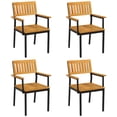 thumbnail image 1 of Costway Dining Chair Set of 4 with Acacia Wood Backrest Slanted Seat Comfortable Armrests, 1 of 8