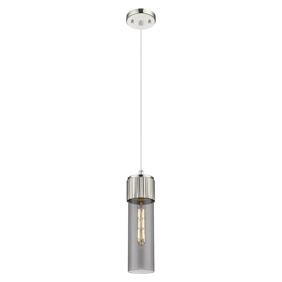 428-1P-PN-G428-12SM Innovations Lighting Bolivar - 1 Light Cord Hung Pendant-4.75 Inch Wide and 12 Inch Tall-Polished Nickel Finish-Light Smoke Glass