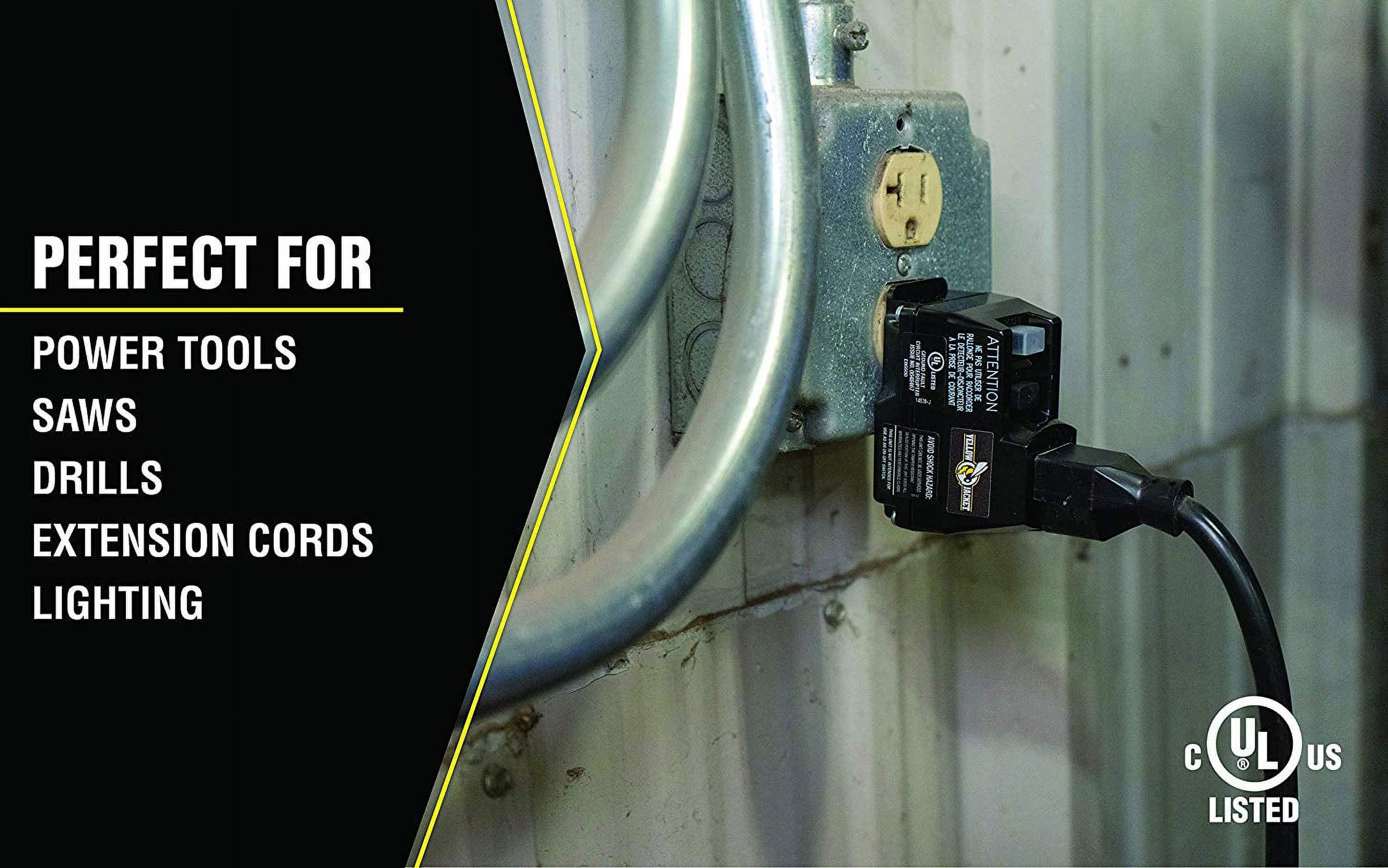 Yellow Jacket 2762 Black 120-Volt, 15-Amps, 1800-Watts Single Outlet GFCI Adapter, For Indoor Use With Manual Reset