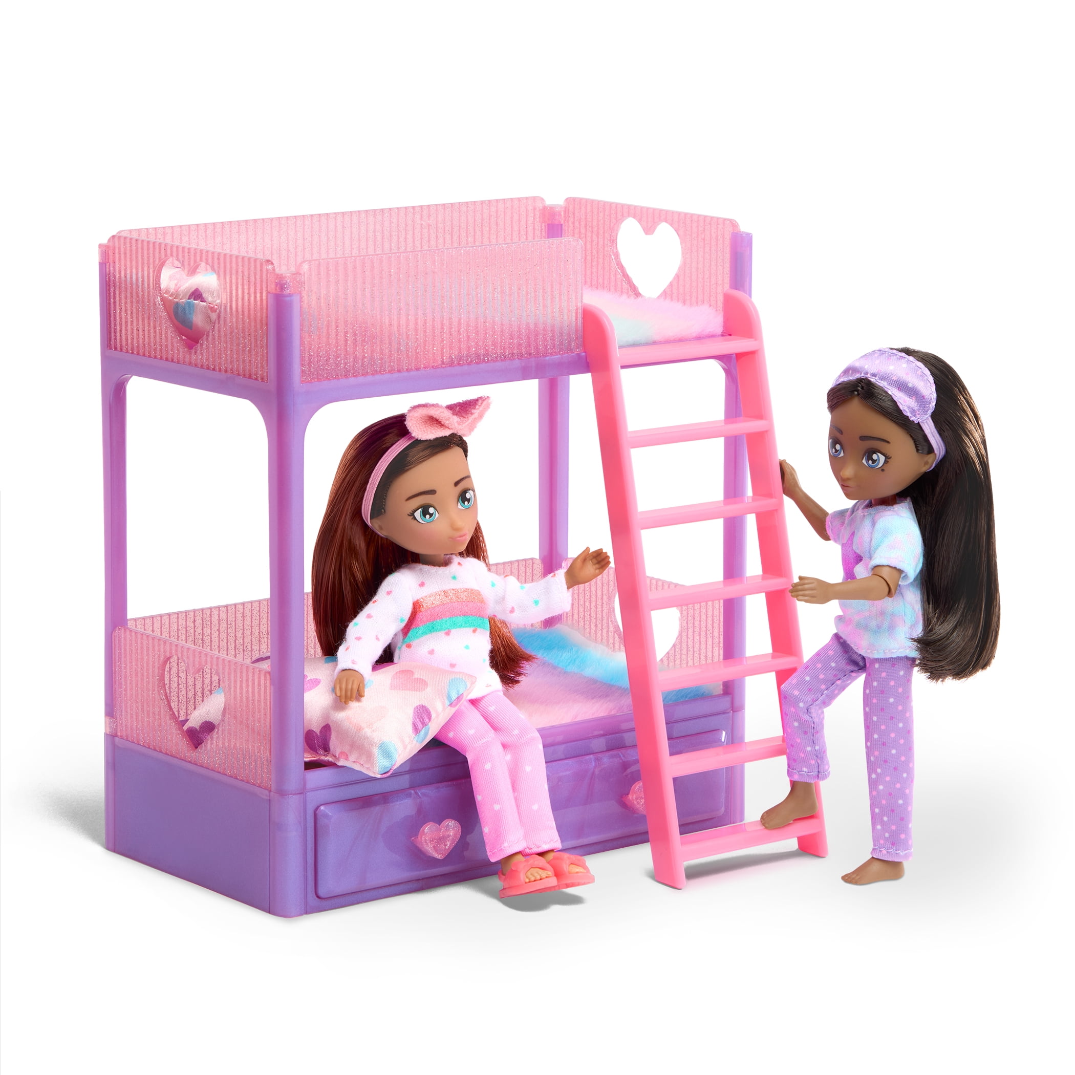 Hey Bestie Nighty Night Bunk Bed Furniture Set for (5.5-inch) Small Dolls with Accessories, Kids 3 Years & up