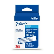 Brother P-touch TZe243 Label Tape, Laminated, Blue on White, 3/4in x 26.2ft, 1 Roll