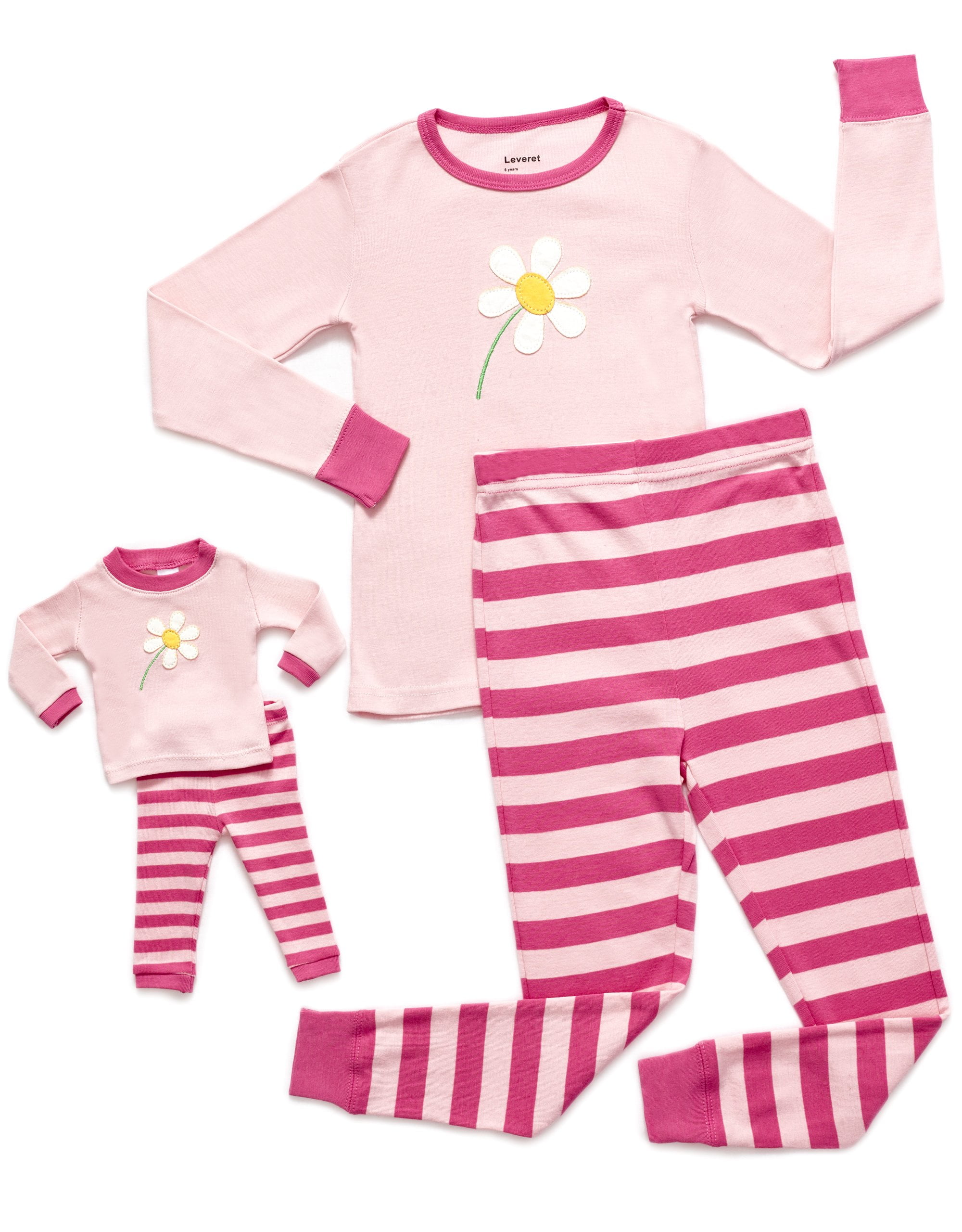 Leveret Leveret Kids & Toddler Pajamas Matching Doll & Girls Pajamas