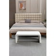 thumbnail image 4 of 43.3" Foot of Bed Benches, Bedside Bench for Bedroom, Tufted Bench Ottoman Footstool Bedroom Bench Shoe Bench With Gold Metal Legs, Ivory, 4 of 7