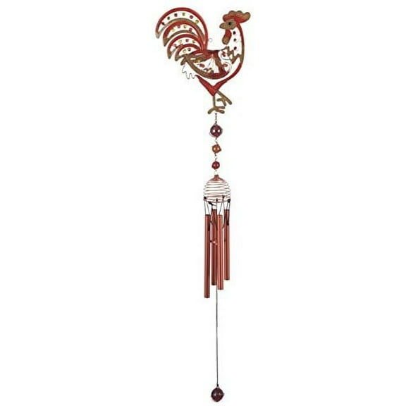 StealStreet SS-G-99270 Wind Chime Copper And Gem Rooster Garden Decoration Hanging Porch Decor