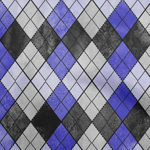 oneOone Polyester Spandex Medium Blue Fabric Argyle Sewing Craft Projects Fabric Prints By Yard 56 Inch Wide