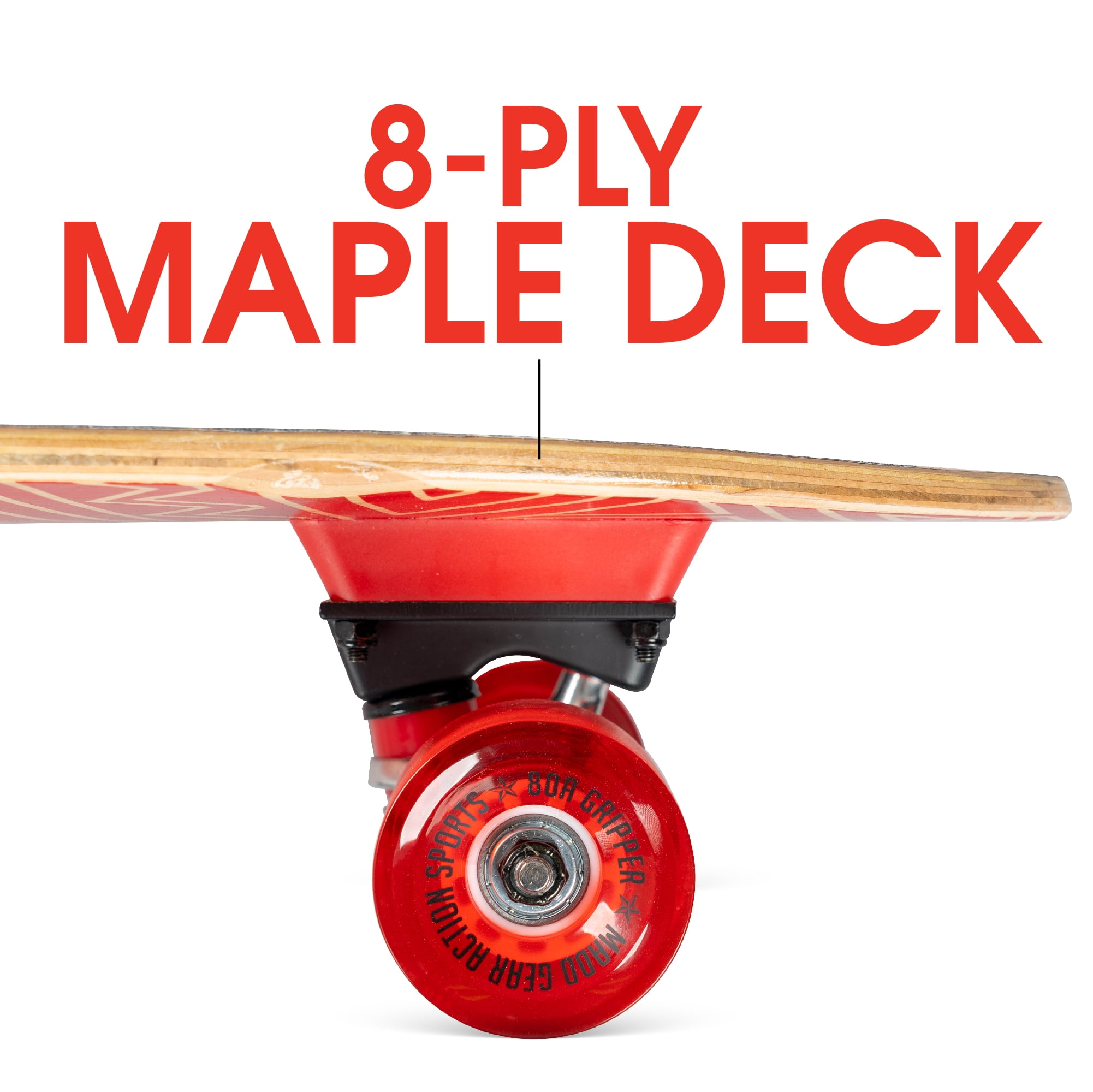 Madd Gear 36" Longboard Skateboard - Ocher - 62mm Wheels with ABEC 9 Bearings