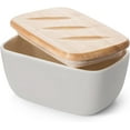 thumbnail image 1 of DOWAN Ceramic Butter Dish with Lid, Gray, Large, 1 of 6