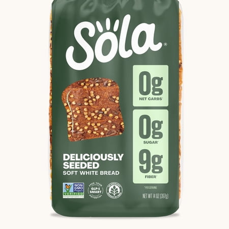Sola Deliciously Seeded Bread, 0g Net Carb White Bread, Non-GMO, 14oz Loaf
