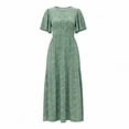 thumbnail image 6 of Xaqiouau Womens Boho Floral Maxi Dress Short Sleeve Casual Summer Long Dress Crew Neck Flowy A Line Beach Vacation Dress, 6 of 7