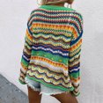 thumbnail image 4 of Cardigans Women Trendy Striped Sweater Loose Rainbow Color Matching Sweater Button Light Weight Cardigan, 4 of 8