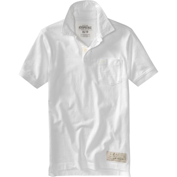 Aeropostale - Polo de rugby para hombre con bolsillo sólido, color blanco, XXL