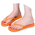 thumbnail image 3 of Slim Flip Flops for Women Beach Rubber Shower Shoes Basic Thong Sandals Bathroom Beach Pool Soft Slip-On Shoes Orange, Size 6, 3 of 5
