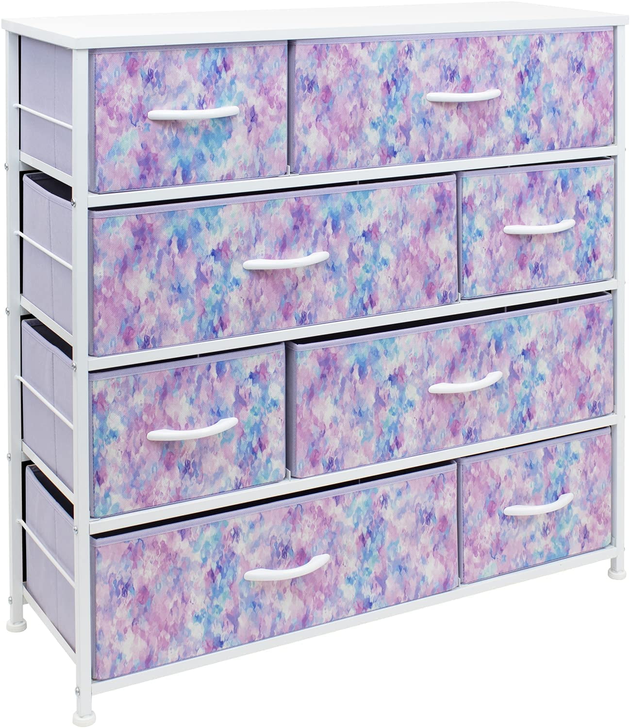 Colourful Square Storage Unit6 Fabric Bins Removable DrawersPink & Purple 