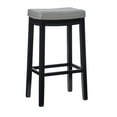 thumbnail image 2 of Linon Cessford 32" Backless Indoor Bar Stool, Black with Gray Faux Leather, Includes 1 Stool, 2 of 12
