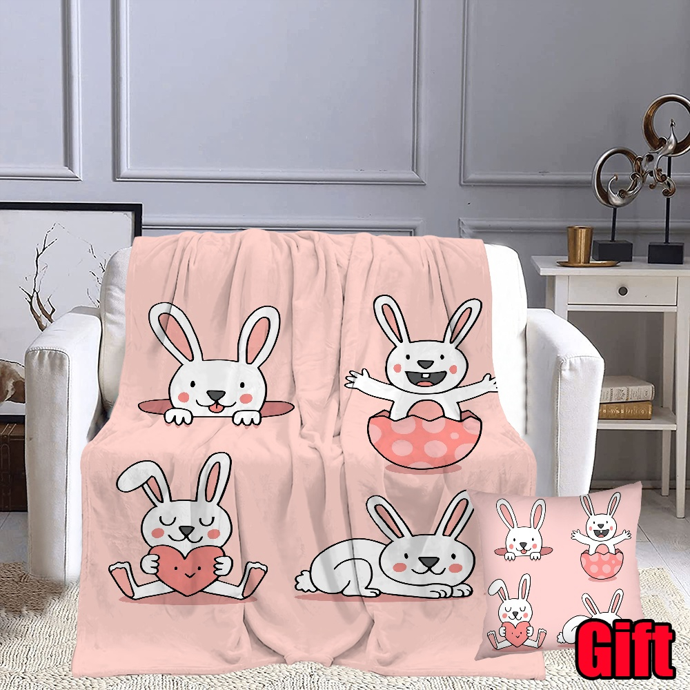 Dicasser Easter Eggs Velvet Fleece Throw Blanket With Pillowcase Spring