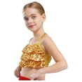 thumbnail image 3 of Haitryli Big Girls Jazz Dance Shirt Shiny Glittery Sequins Sleeveless Halter Crisscross Back Metallic Crop Top Gold 12, 3 of 7