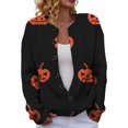 thumbnail image 2 of Women's Vintage Halloween Ghost Cardigan Sweater Crew Neck Button Down Floral Knit Casual Outerwear Jacket for Fall Winter, 2 of 5