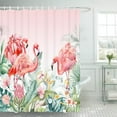 thumbnail image 2 of 72" x 72" Summer Flamingo Shower Curtain Tropical Watercolor Floral Leaves Bathroom Set Pink Flamingo Home Bath Bathtub Decor Durable Fabric Machine Washable with 12 Hooks, 2 of 5