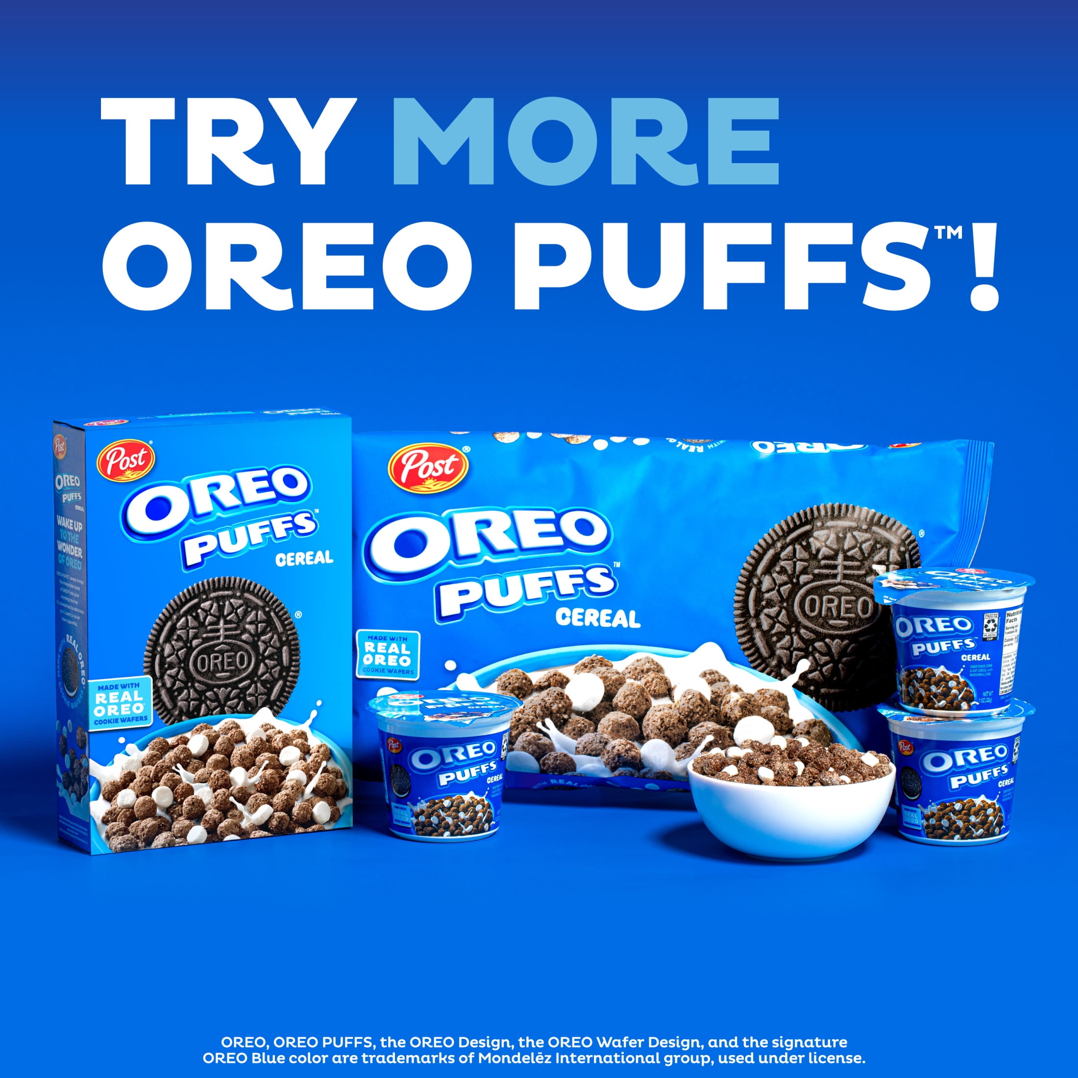 (6 pack) Post OREO PUFFS® Chocolate & Marshmallow Breakfast Cereal, 30 oz Bag