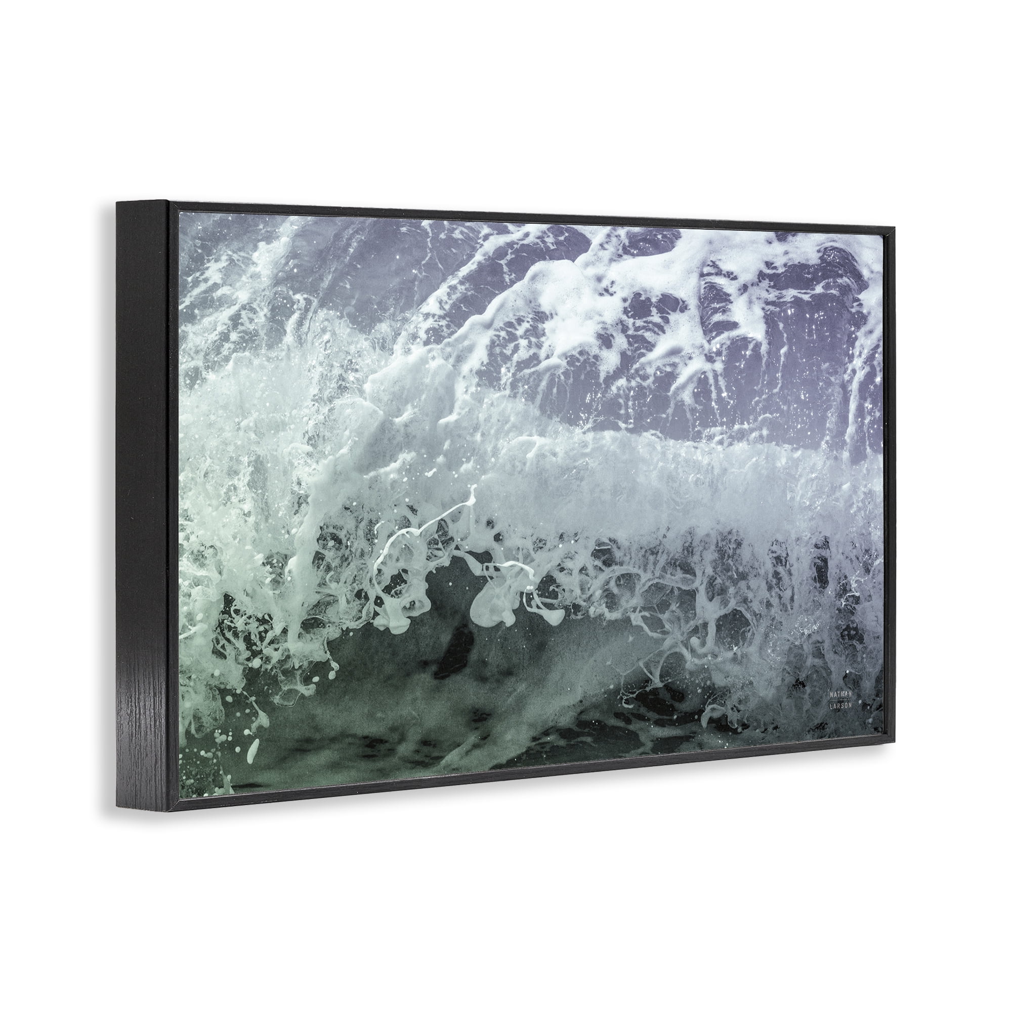 Stupell Industries Splashing Blue Waves Landscape Photography Black Framed Art Print Wall Art, 30 x 20