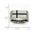 thumbnail image 2 of Bague Alliance pour Homme en Titane Biseauté 10 mm en Émail Noir Brossé Croisé, 2 of 5