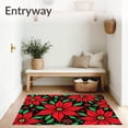 thumbnail image 3 of ODIKA 2'x3' Machine Washable Non-Slip Area Rug, DIY Making Kit Festive Poinsettia Blossom Artwork High Traffic Rug with Pad, Red, 645036, 3 of 8