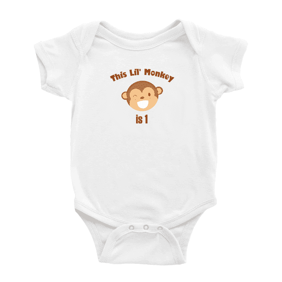 This Lil' Monkey is 1 First Birthday Cute Baby Clothes Bodysuit Boy Girl Unisex