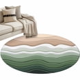 thumbnail image 2 of Abstract Round Area Rugs 3 ft, Sage Green Brown Gradient Waves Beach Lines Washable Small Area Rug with Non-Slip Sturdy Edge Binding Round Front Door Mat Floor Carpet for Entryway, 2 of 9