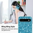 thumbnail image 2 of Compatible with Google Pixel 6A Case Glitter Bling Google Pixel 6A Phone Case for Girls Cute Bumper Shockproof Protective Cases (Blue), 2 of 14