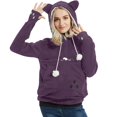 thumbnail image 2 of Gibobby Sudadera mujers larga Suéter de otoño e invierno para mujer, suéter holgado de lana con capucha para mascotas, suéter para gatos y perros con bolsa grande, sudaderas suaves （Morado， M), 2 of 5