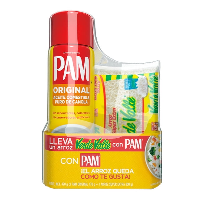 Combo Aceite en Spray PAM Original 170G + Arroz Blanco Verde Valle 250G
