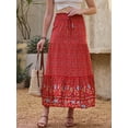 thumbnail image 4 of DARING DIVA Women's Fashion Summer Boho Long Skirt Large Red, 4 of 6