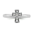 thumbnail image 4 of Sterling Silver Stackable Expressions Rhodiumed 0.12 Ct. White Topaz Cross Ring Size 6, 4 of 5