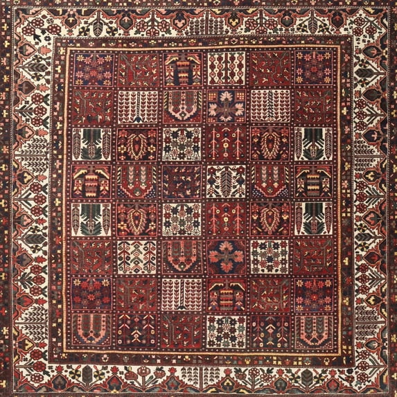 Ahgly Company Machine Washable Indoor Square Traditional Orange Salmon Pink Area Rugs, 6' Square
