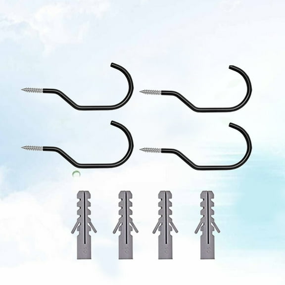 CIMAXIC 4Sets Bike Hook Black Steel Storage Hooks with Bolts Heavy Duty Wall Mount for Bikes