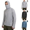 thumbnail image 3 of Chandail de Pêche Uni à Capuche pour Homme Mince Léger Extensible avec Trou pour le Pouce Haut pour Plein Air Randonnée Escalade Cyclisme, 3 of 8