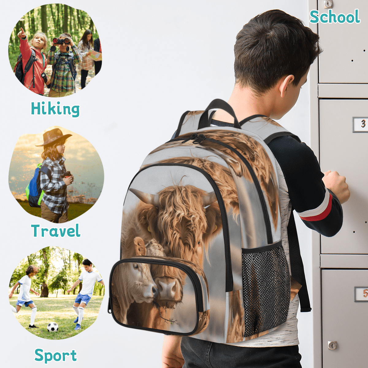 Herdesigns Farmhouse Highland Cow Laptop Backpack for Women Men, 18.3 Inch Large Computer Backpacks Fashion Teacher Nurse Bag Casual Daypack for Work Travel