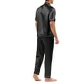 thumbnail image 3 of INSPIRE CHIC Men's Classic Satin Pajama Sets Short Sleeves Button Down Nightwear Sleepwears Loungewear S Black, 3 of 7