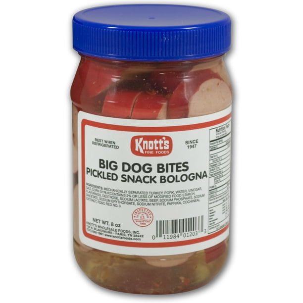 Knott S Big Dog Bites Pickled Snack Bologna 8 Oz Walmart Com