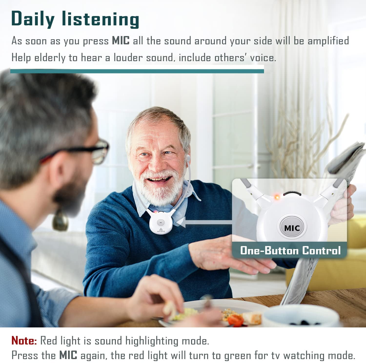 ARTISTE APH100 Wireless Headphones for TV, 2.4GHz Wireless TV Headphones for Senior, Plug and Play, 100ft Range, 2 Batteries
